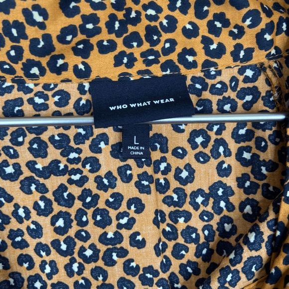 Who What Wear Tie Front Top Cheetah Print Blouse Womens Size Large - Picture 6 of 9